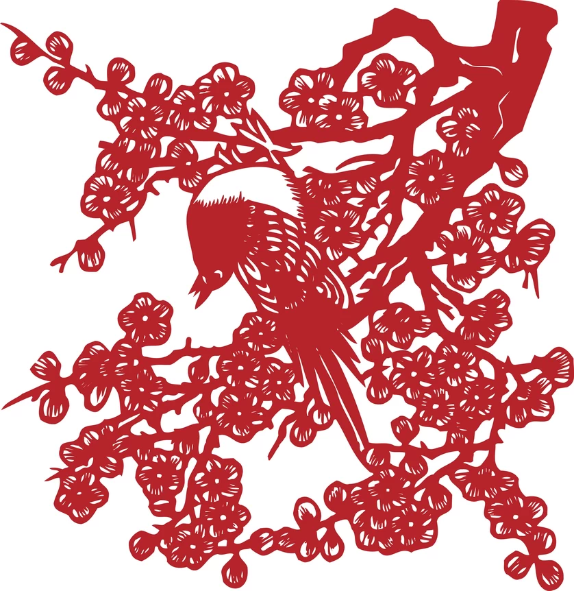 中国风传统民俗吉祥喜庆镂空剪纸窗花图案插画AI矢量PNG设计素材【085】